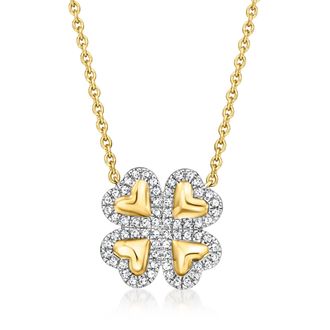Ross-Simons Diamond Clover Necklace in 18kt Gold Over Sterling