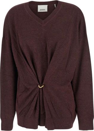 Isabel Marant V-hals Trui met Ringdetail - Dames - V-hals truien - Rood - S - Wol - Truien & Vesten