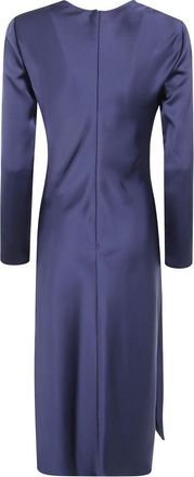 Emporio Armani Satin Long-Sleeve Dress - Navy