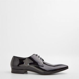 HUGO BOSS Mens Cristallo Almond Toe Lace-Up Oxfords in Black - Size UK 6