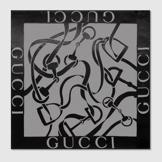 Gucci Equestrian Silk Viscose Shawl, Black