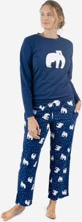Leveret Womens Cotton Top & Flannel Pants Printed Holiday Pajama Set in Polar Bear at Nordstrom, Size X-Small