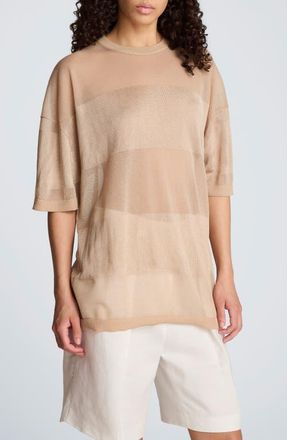 Kenneth Cole Semisheer Metallic Sweater in Timeless Taupe at Nordstrom, Size X-Large