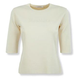 Max Mara Round-neck Knitwear, female, Beige, Size: XL Round-neck Knitwear