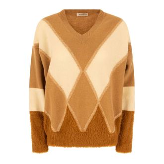KANGRA Geborduurd wolmix trui - Dames - Truien - Beige - Maat: L Wol
