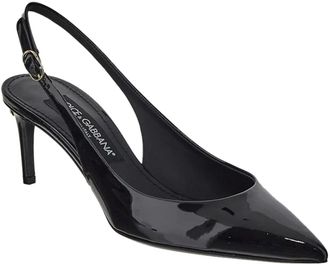 Dolce & Gabbana Hohe Schuhe - Patent Leather Cardinale Slingbacks - Gr. 38 (EU) - in Schwarz - f&uuml;r Damen