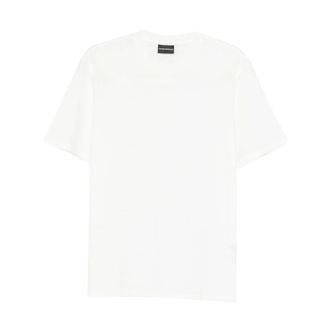 Emporio Armani T-shirt van jacquard jersey met all-over lettering - Heren - T-shirts - Wit - 3XL - Katoen - Tops