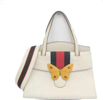 Gucci Totem Top Handle Bag Leather White Leather Handbag (Pre-Owned)