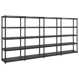 vidaXL Vidaxl - Estanter&iacute;as Almacenaje 5 Niveles Pl&aacute;stico Negro 366x45,7x185 Cm
