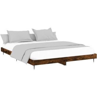 vidaXL Bed Frame without Mattress Smoked Oak 200x200 cm Engineered Wood vidaXL