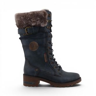 Mustang Jeans Mustang Dames Navy mid-kuit nepbont wintergevechtslaarzen - M0082003
