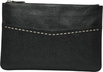 Fendi Black Leather Clutch Bag (Pre-Owned)