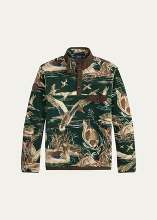 Polo Ralph Lauren Mens Duck-Print Brushed Fleece Pullover