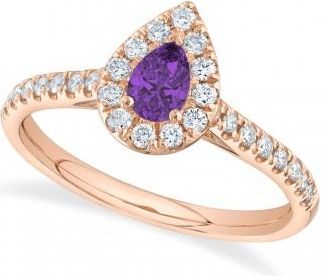 Allurez Pear-Cut Amethyst & Diamond Engagement Ring 14K Rose Gold (0.54ct)