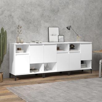 vidaXL Vidaxl - Aparadores 3 Uds Madera Contrachapada Blanco 60x35x70 Cm