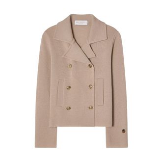 Busnel Indra Gebreide Wollen Jas - Dames - Zomerjassen - Beige - 2XL - Wol - Jassen
