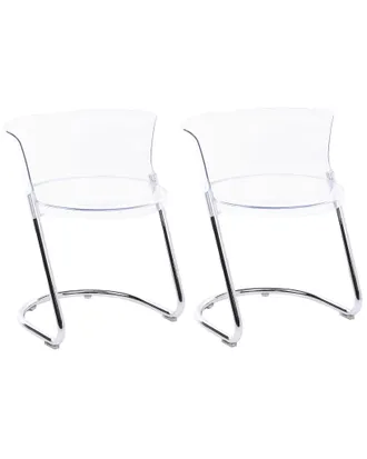Beliani Set Di 2 Sedie Da Pranzo Moderne In Materiale Sintetico Con Gambe In Metallo Schienale Curvo Trasparente Oshkosh