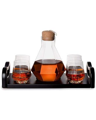 Alice Pazkus Diamond Decanter With Wood Tray
