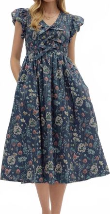 Entro Blossom Bloom Dress In Blue Multi