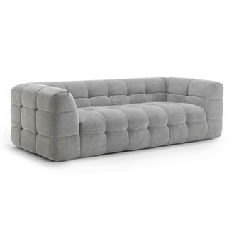 Oviala Sof&aacute; de 3 plazas en madera y poli&eacute;ster con efecto gris mate l 228 cm