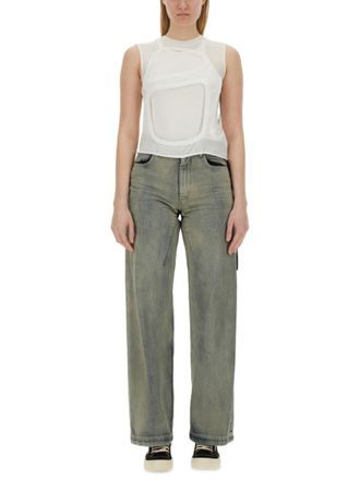 Rick Owens White Textured Crew Neck Top