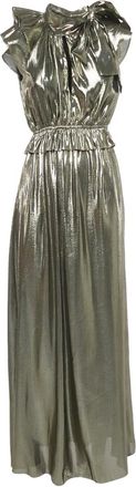 Monique Lhuillier Abito lungo con ruches - Oro