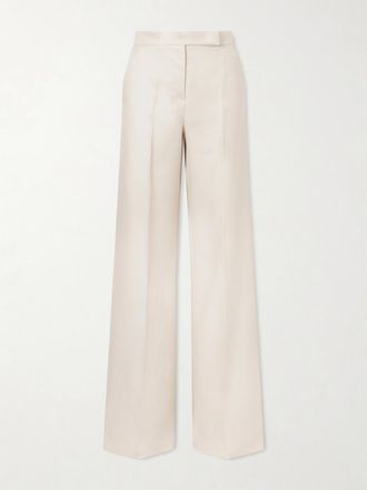 Max Mara Pantaloni A Gamba Larga In Lino - Neutri