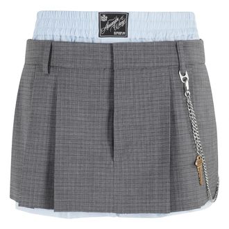 Alexander Wang Rokken, Dames, Grijs, S, Geplooide skort met kettingdetail
