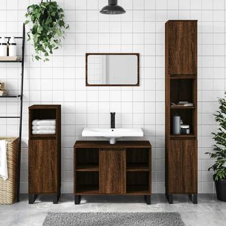 vidaXL Mueble De Ba&ntilde;o Madera De Ingenier&iacute;a Roble Marr&oacute;n 80x33x60 Cm Vidaxl