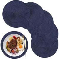 OEM Manteles Individuales, Juego De 6, Redondos De 38 Cm, Lavables, De Polipropileno, Para Cocina, Mesa De Comedor, Fiestas Y Bodas (azul) - Crezuo
