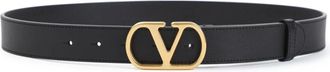 Valentino Garavani Accessoires, Dames, Zwart, 85 CM, Leer, VLogo 30 Riem