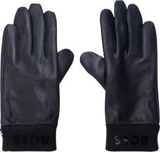 HUGO BOSS Herenschoenen Leren Handschoenen (Donkerblauw)