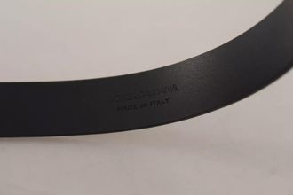 Dolce & Gabbana Calf Leather Silver Tone Black Metal Buckle Mens Belt