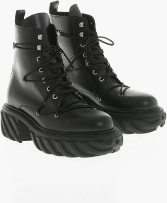 Off-white Leather Boots TRACTOR With Track Sole size 37