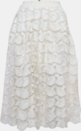 Maje White Fil-Coupe Tulle Midi Skirt