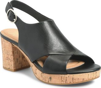 S&ouml;fft Liv Slingback Platform Sandal in Black at Nordstrom, Size 7.5