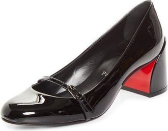 Christian Louboutin Jane Nina Patent Leather Pump in B439 Black/black at Nordstrom, Size 41.5