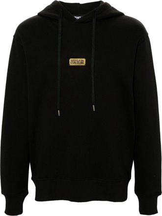 Versace Jeans Couture logo-plaque cotton hoodie - men - Cotton - M - Black