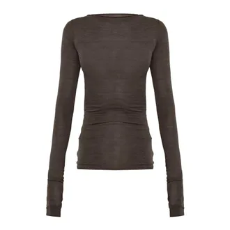 Rick Owens Tops, Dames, Bruin, M, Wol, LS T