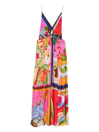 Farm Rio macrame-yoke maxi dress - Pink