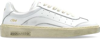 Dsquared2 White Leather Distressed Sole Gold Sneakers