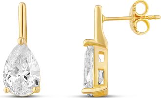 SHYMI Bar Drop Earrings -.925 Sterling Silver, Rhodium Plated, Cubic Zirconia Pear Shape Stone, Day to Night, Lightweight