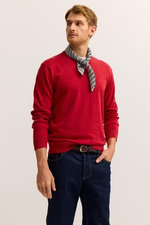 Bugatti Rundhalspullover BUGATTI Regular Fit, Herren, Gr. XXL, 960, rot, Strick, 100% Baumwolle, unifarben, regular fit, Rundhals, Rippb&uuml;ndchen, Pullover Rund