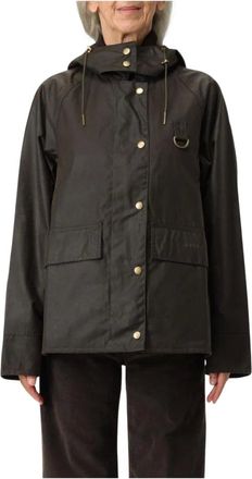 Barbour Jassen, Dames, Groen, M, Hooded Waxed Jacket