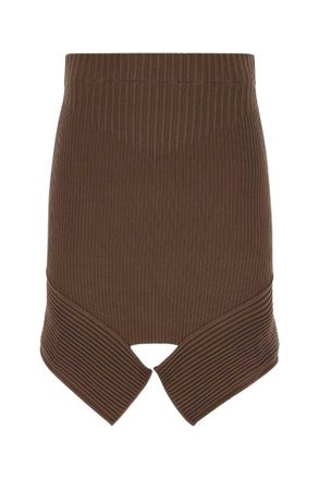 Andreadamo Brown stretch viscose blend skirt