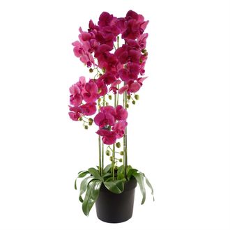 Leaf 110cm Large Pink Orchid Plant - Artifcial - 41 REAL TOUCH flowers in Green