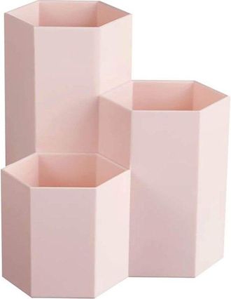 OEM Tarro Hexagonal Multiusos Creativo Para Guardar Brochas De Maquillaje, Pinceles, Bol&iacute;grafos, Material De Oficina, Decoraci&oacute;n De Oficina, Rosa
