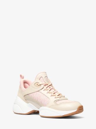 Michael Kors Bowie Signature Logo and Leather Trainer