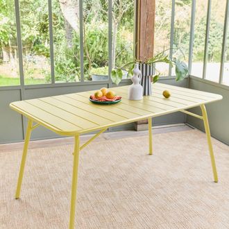 Sweeek 4-seater Metal Folding Garden Table 140cm in Yellow