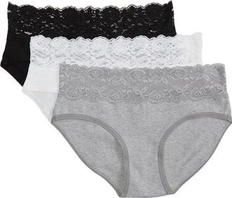 Pact Lace Waist Brief 3-pack Womens Underwear Heather Basics : 2XL, Cotton/Elastane
